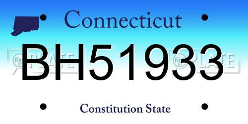 BH51933 Connecticut License Plate