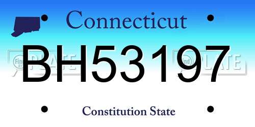BH53197 Connecticut License Plate