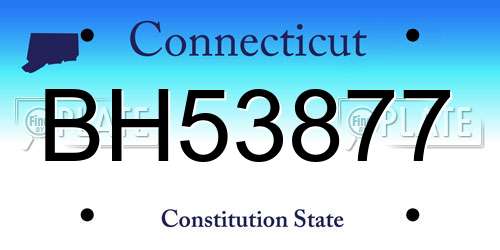BH53877 Connecticut License Plate