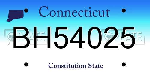 BH54025 Connecticut License Plate
