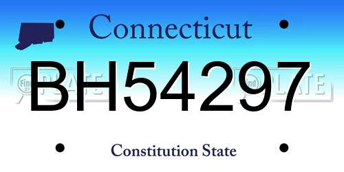 BH54297 Connecticut License Plate