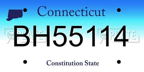 BH55114 Connecticut License Plate
