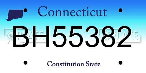 BH55382 Connecticut License Plate