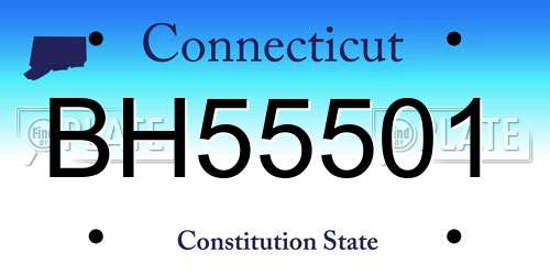 BH55501 Connecticut License Plate