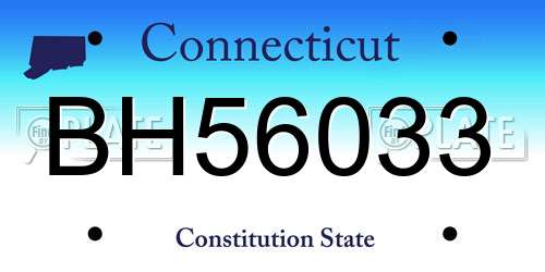 BH56033 Connecticut License Plate