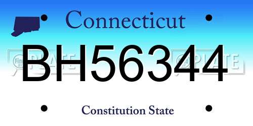 BH56344 Connecticut License Plate