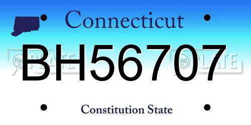 BH56707 Connecticut License Plate