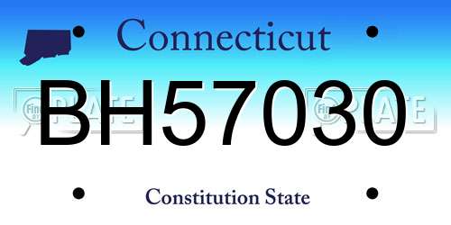 BH57030 Connecticut License Plate