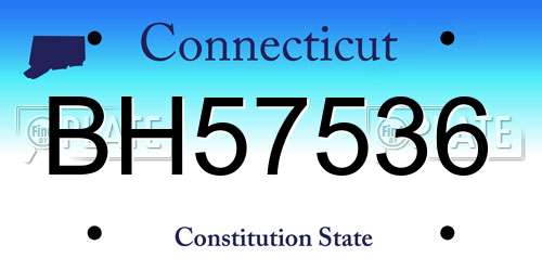 BH57536 Connecticut License Plate