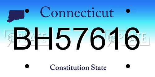 BH57616 Connecticut License Plate
