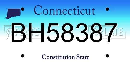 BH58387 Connecticut License Plate