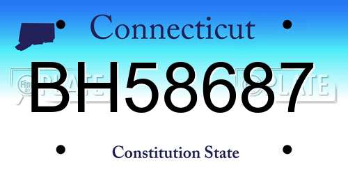 BH58687 Connecticut License Plate