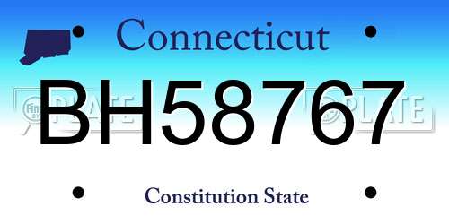 BH58767 Connecticut License Plate