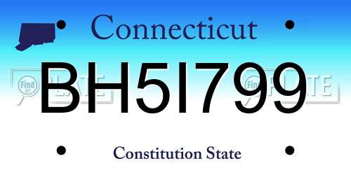 BH5I799 Connecticut License Plate