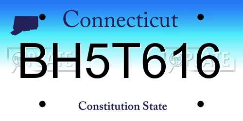 BH5T616 Connecticut License Plate