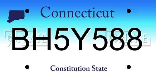 BH5Y588 Connecticut License Plate