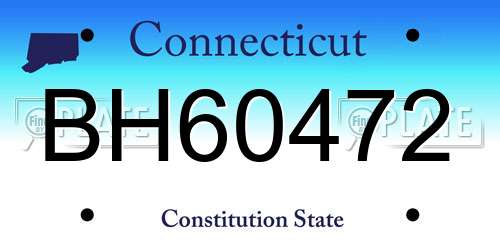 BH60472 Connecticut License Plate