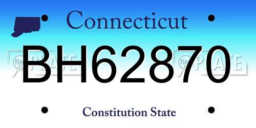 BH62870 Connecticut License Plate
