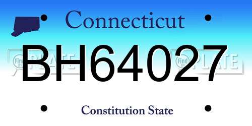 BH64027 Connecticut License Plate