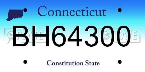 BH64300 Connecticut License Plate