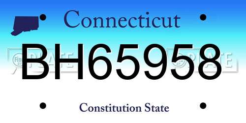 BH65958 Connecticut License Plate