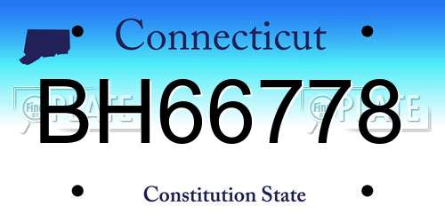 BH66778 Connecticut License Plate