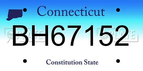 BH67152 Connecticut License Plate