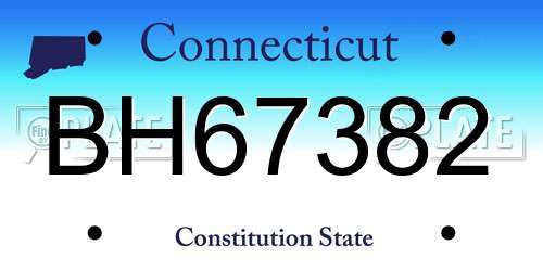 BH67382 Connecticut License Plate