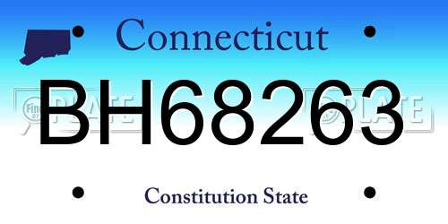 BH68263 Connecticut License Plate