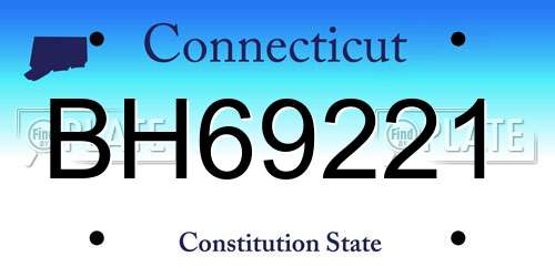 BH69221 Connecticut License Plate