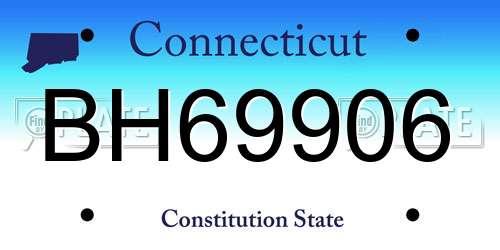 BH69906 Connecticut License Plate