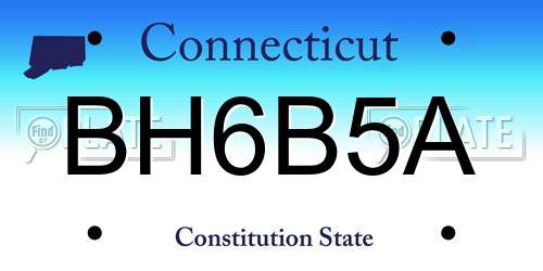 BH6B5A Connecticut License Plate