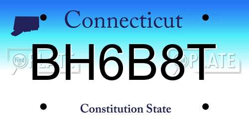 BH6B8T Connecticut License Plate