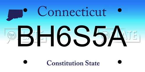 BH6S5A Connecticut License Plate