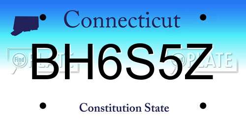 BH6S5Z Connecticut License Plate