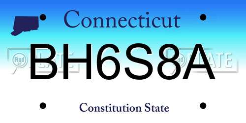 BH6S8A Connecticut License Plate