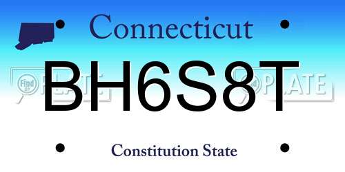 BH6S8T Connecticut License Plate
