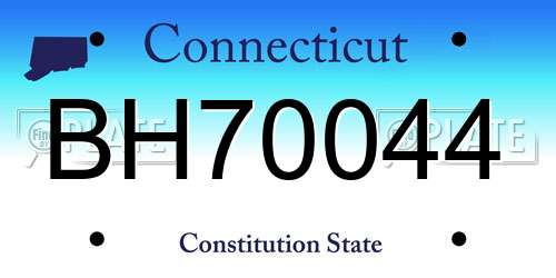 BH70044 Connecticut License Plate