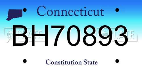 BH70893 Connecticut License Plate