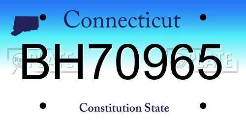 BH70965 Connecticut License Plate
