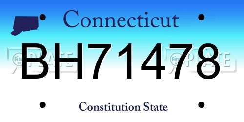 BH71478 Connecticut License Plate