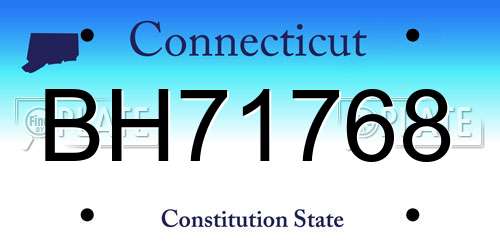BH71768 Connecticut License Plate