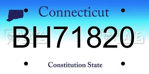 BH71820 Connecticut License Plate