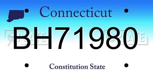BH71980 Connecticut License Plate