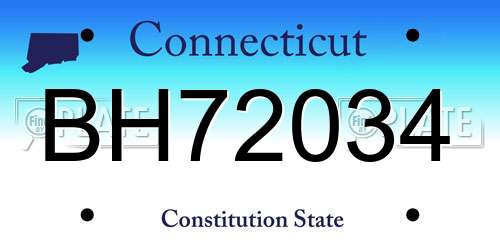 BH72034 Connecticut License Plate