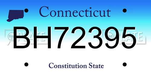 BH72395 Connecticut License Plate