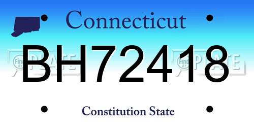 BH72418 Connecticut License Plate