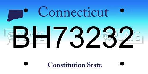BH73232 Connecticut License Plate