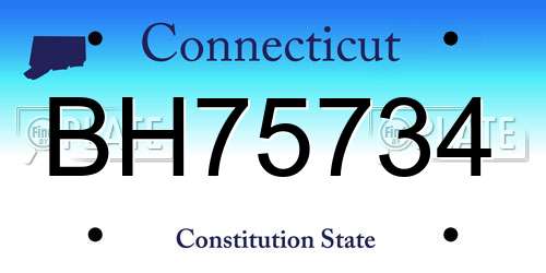 BH75734 Connecticut License Plate