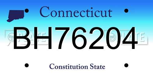 BH76204 Connecticut License Plate